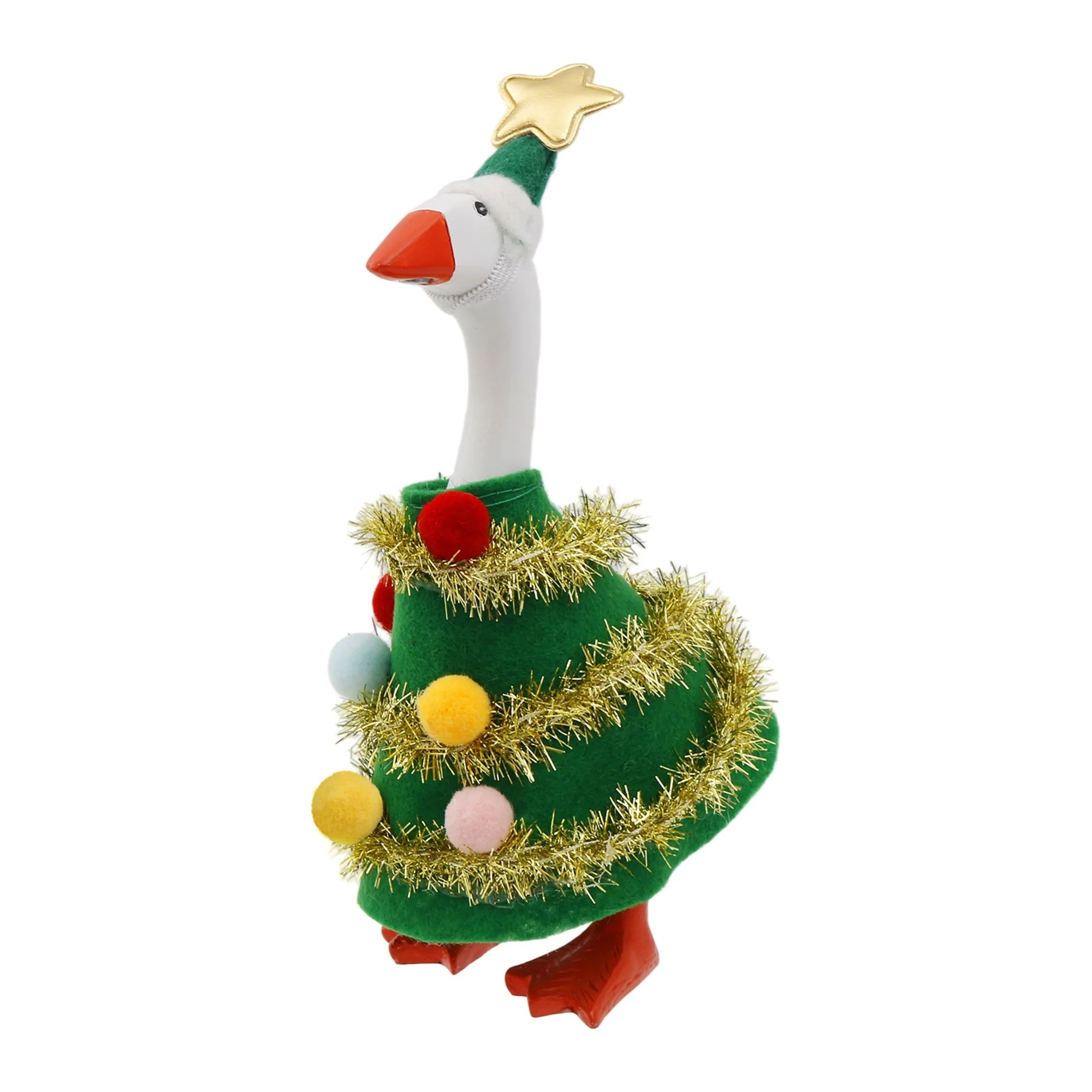 Winter Mini Schreibtisch-Gans Figur 7 Zoll Magnetische Gans Weihnachtsbaum-Kostüm mit Mütze für Enten-Schreibtisch Schlüsselhalter Deko – Detail 2