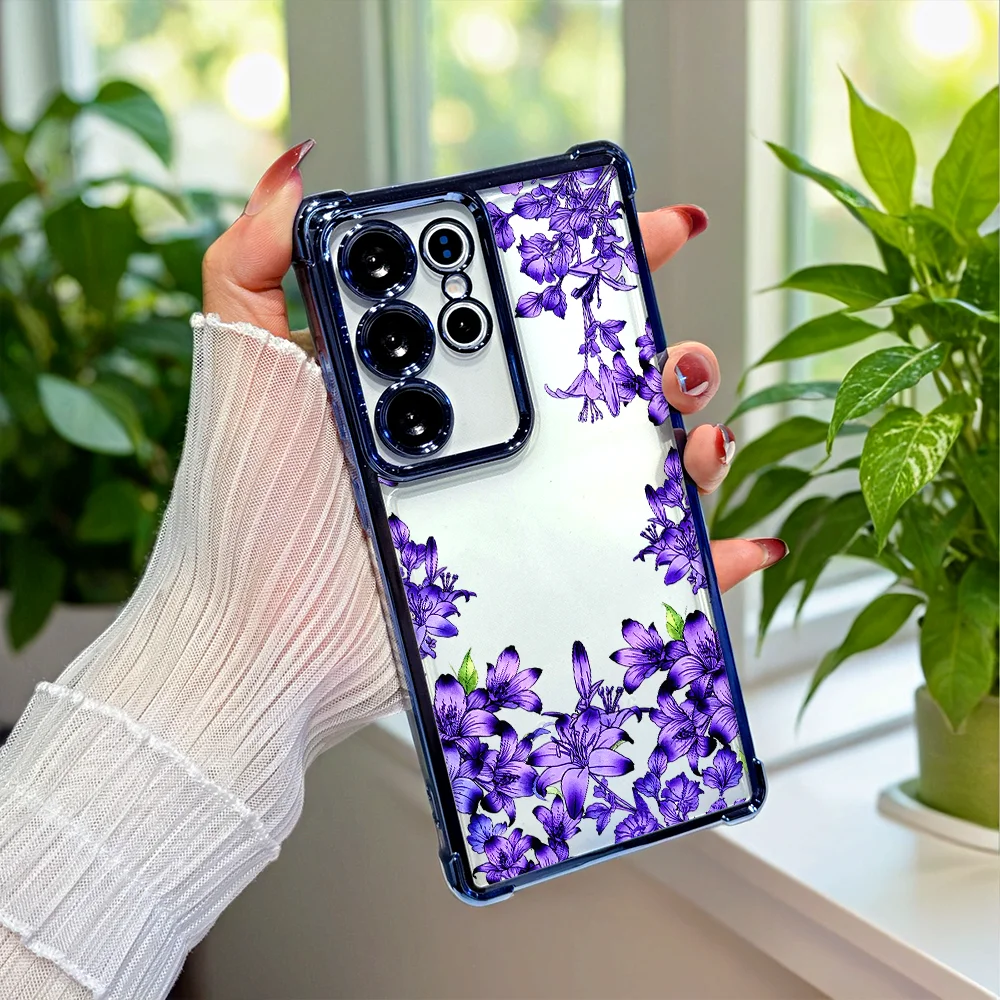 Purple Flower Frame 2026 New Shockproof Phone Case For Samsung Galaxy S26 S25 S24 S23 A57 A73 A33 A14 A10S Back Cover