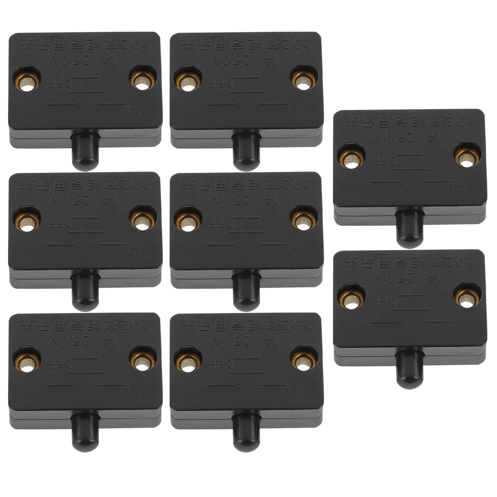 

1 комплект, 8 шт., переключатель света на дверь шкафа, 1 А, 250 В, раздвижная дверь шкафа, активированный автоматическим выключателем, черные винты