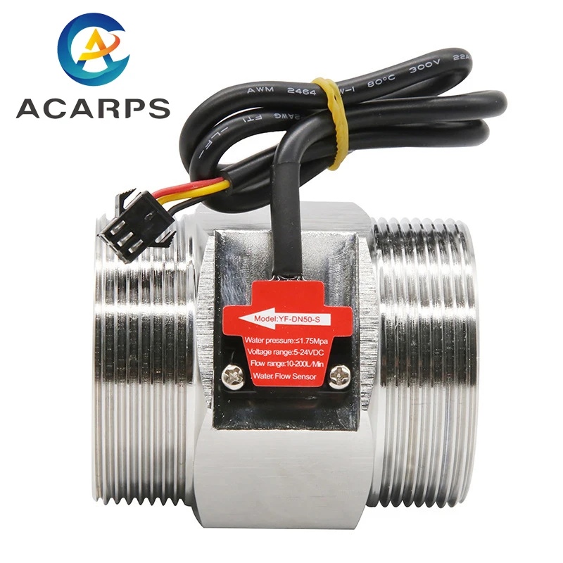 2 inch Rvs Waterstroomsensor Flowmeter 1.75MPa DC3.5 ~ 24 V NPN Hall Turbine Flow Switch Sensor