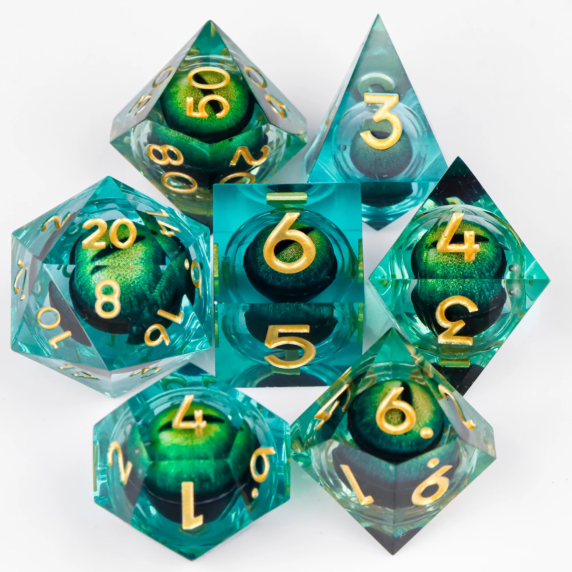 Liquid Core Blue Dragon Eye Set di dadi per Dungeons and Dragons, set di dadi poliedrici, dadi d & d, Set di dadi regali