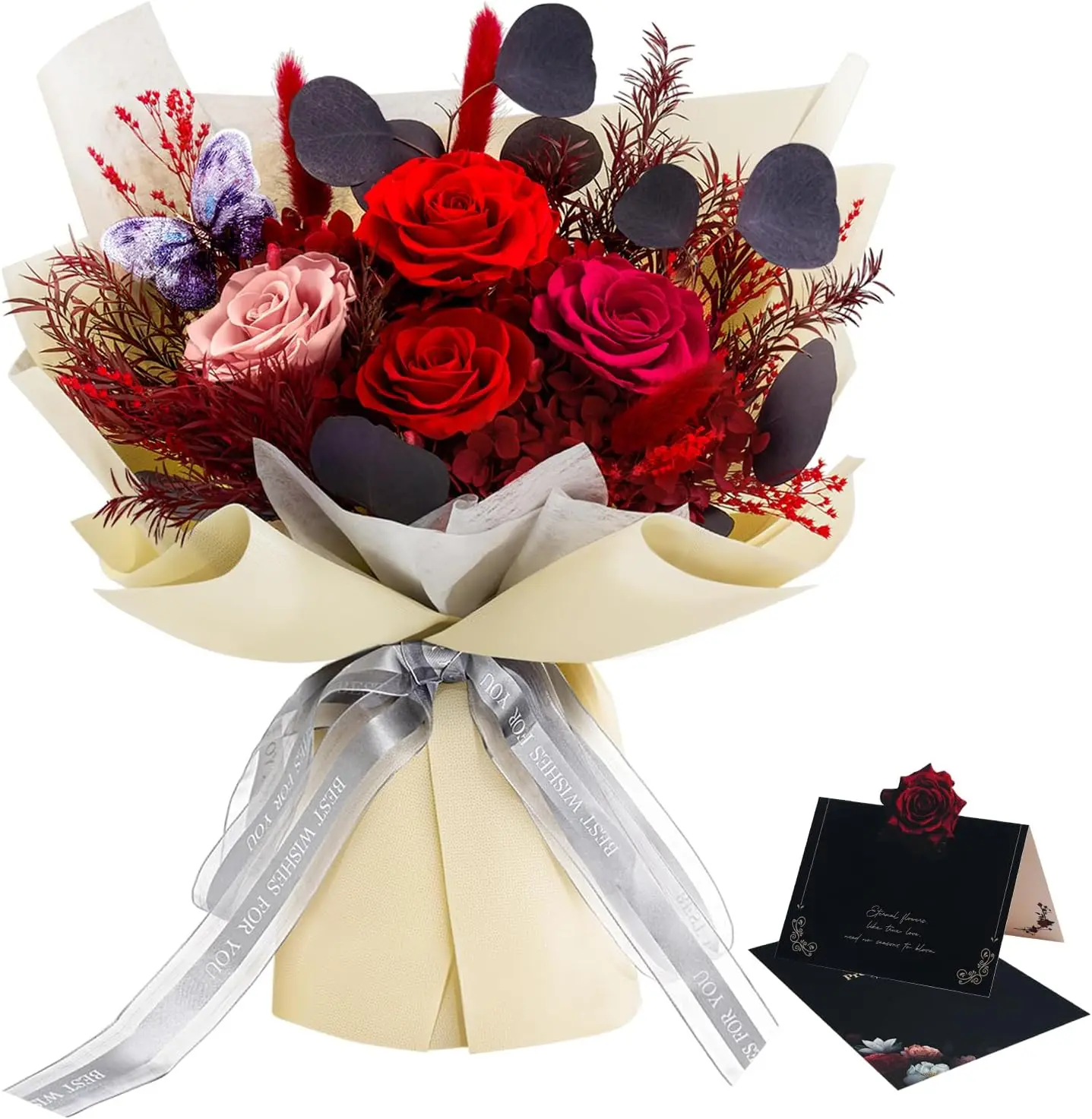 

Букет из стабилизированных роз с вазами, настоящие цветы на день рождения с доставкой, Forever Glitter