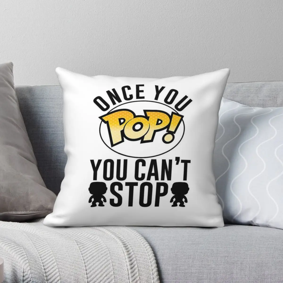 Una vez, Funko Pop, no puedes detener, funda de almohada cuadrada, poliéster, lino, patrón de terciopelo, decoración con cremallera, funda de cojín para el hogar