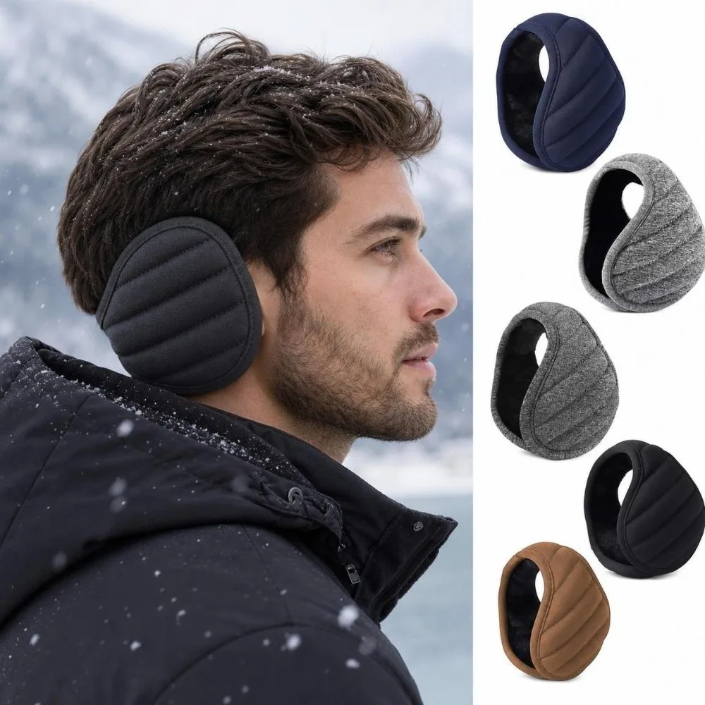 Thick Lined Winter Earmuffs Lightweight Fold Soft Foldable Ear Warmers Collapsible Windproof Ear Covers For Cycling Commuting
