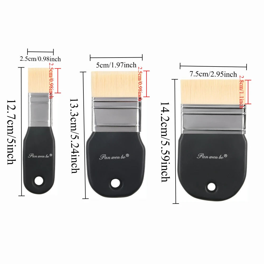 1/3 قطعة فرشاة لوحية فرشاة طلاء نايلون فرشاة رسم خشبية للغواش ألوان مائية طلاء زيتي أكريليك طلاء جدران لوازم فنية #6