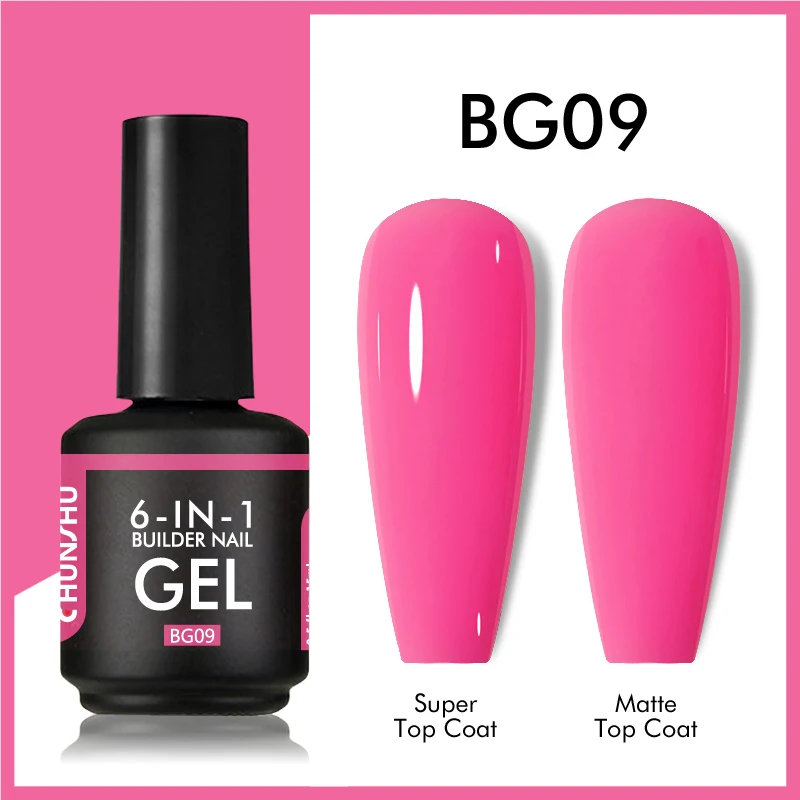CHUNSHU TPO Free 6 IN 1 Verlängerungs-UV-Gel-Nagellack in einer Flasche, Aufbaugel, Gummi-Basislack, semi-permanente Nagelkunst 15ML