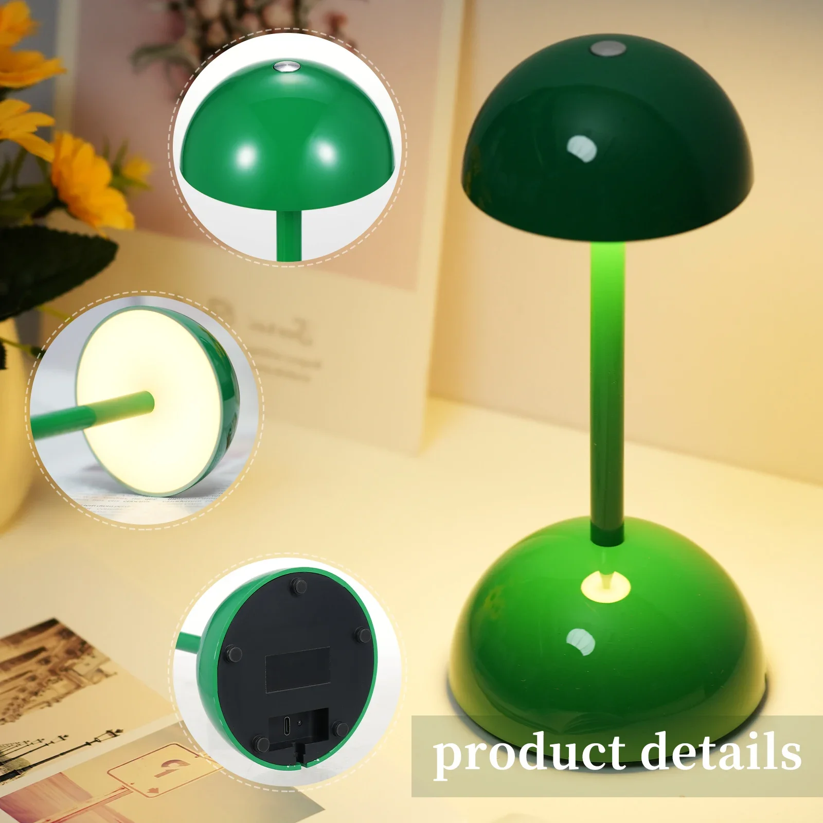 

Rechargeable LED Mushroom Lamp BOOK Reading Light Bedside Eye Caring Dimmable Lighting Touch Control Desk Lamp Night Lamp