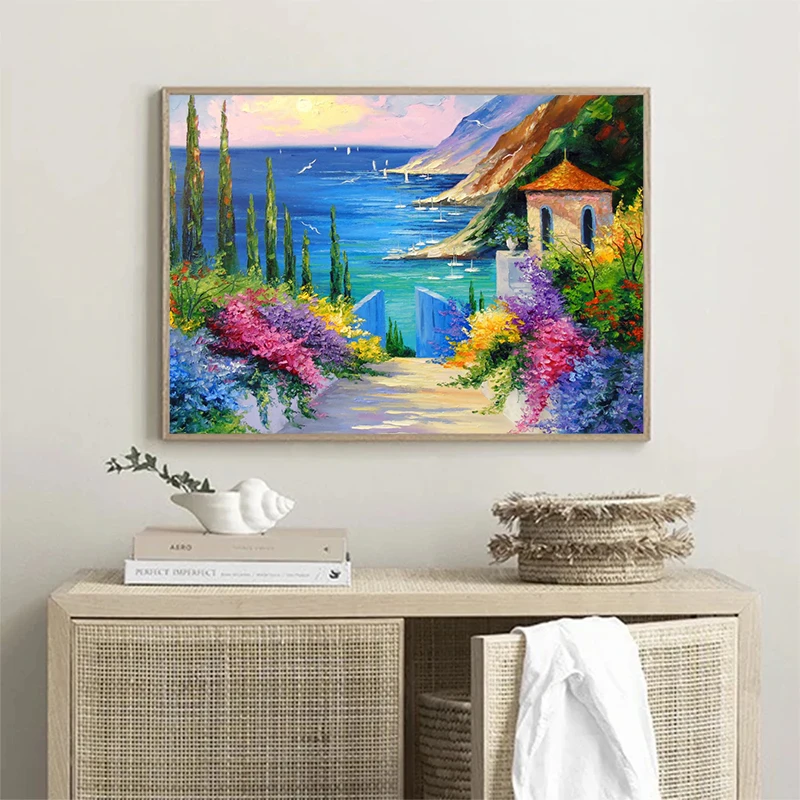 Oil painting landscape flower poster High -saturated art painting Canvas Printing porch Home Room Wall art decoration painting