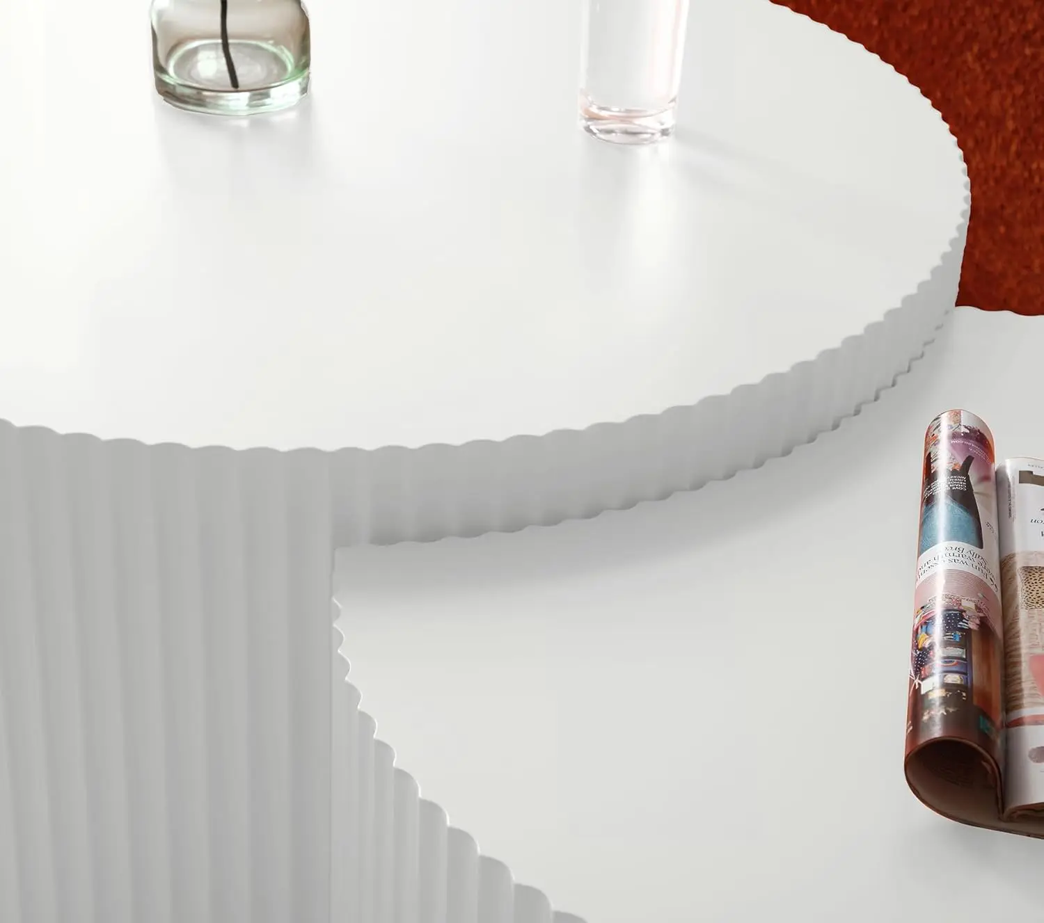 Coffee Tables For Living Room, Round Wood Coffee Table Embossed Design Nesting Coffee Table Modern End Table Luxury Side Tables