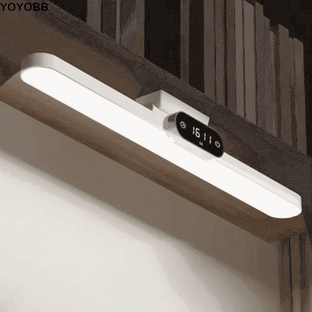 

Time Display Reading Table Lamp Stepless Dimming Magnetic Base LED Desk Lamp USB Rechargeable Remote Control Night Light