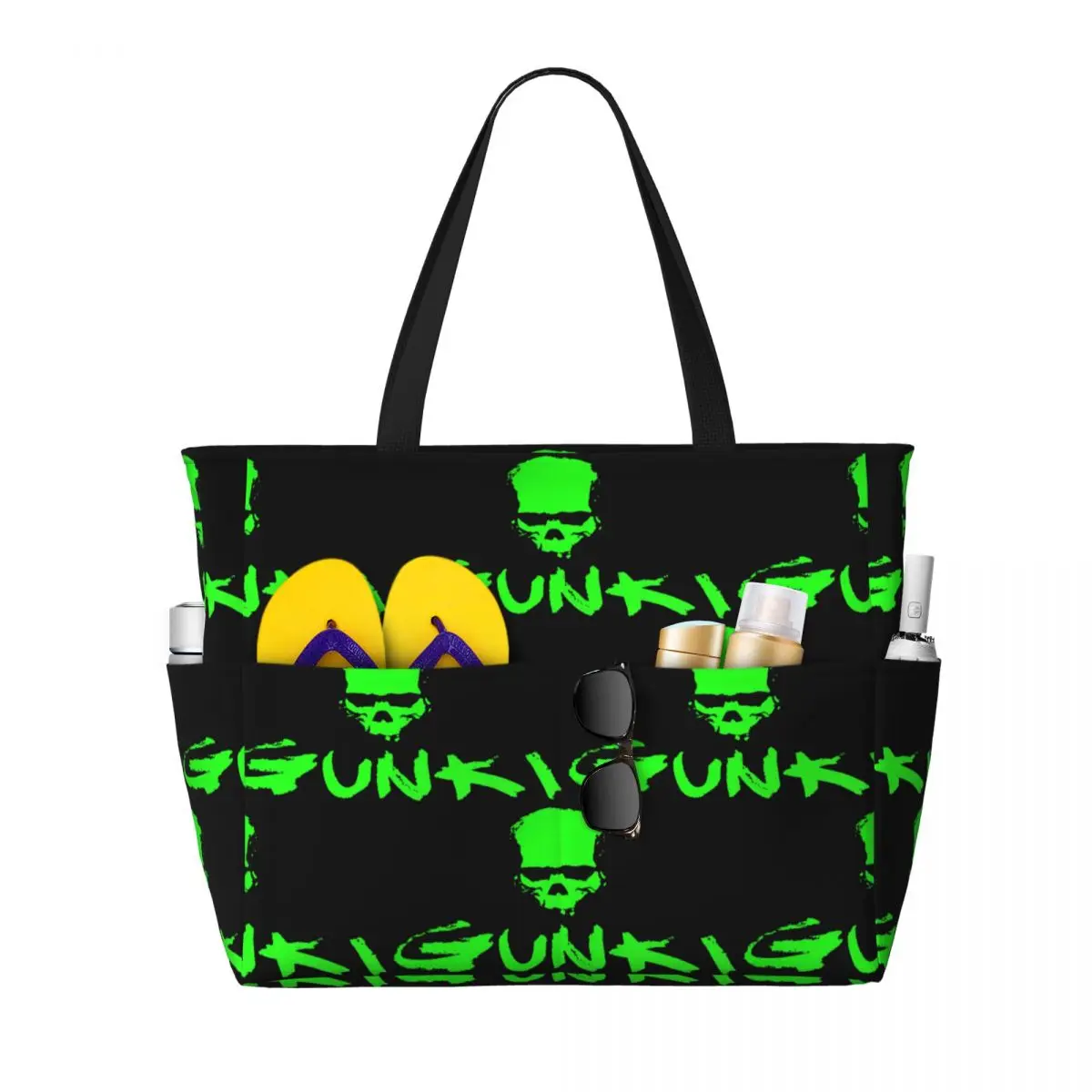 

Gunki Logo Angling Skull Fishing Gunki Beach Tote Bag Sport Gym Yoga Duffle Large Tote Bag Women Travel Bag Fitness bag