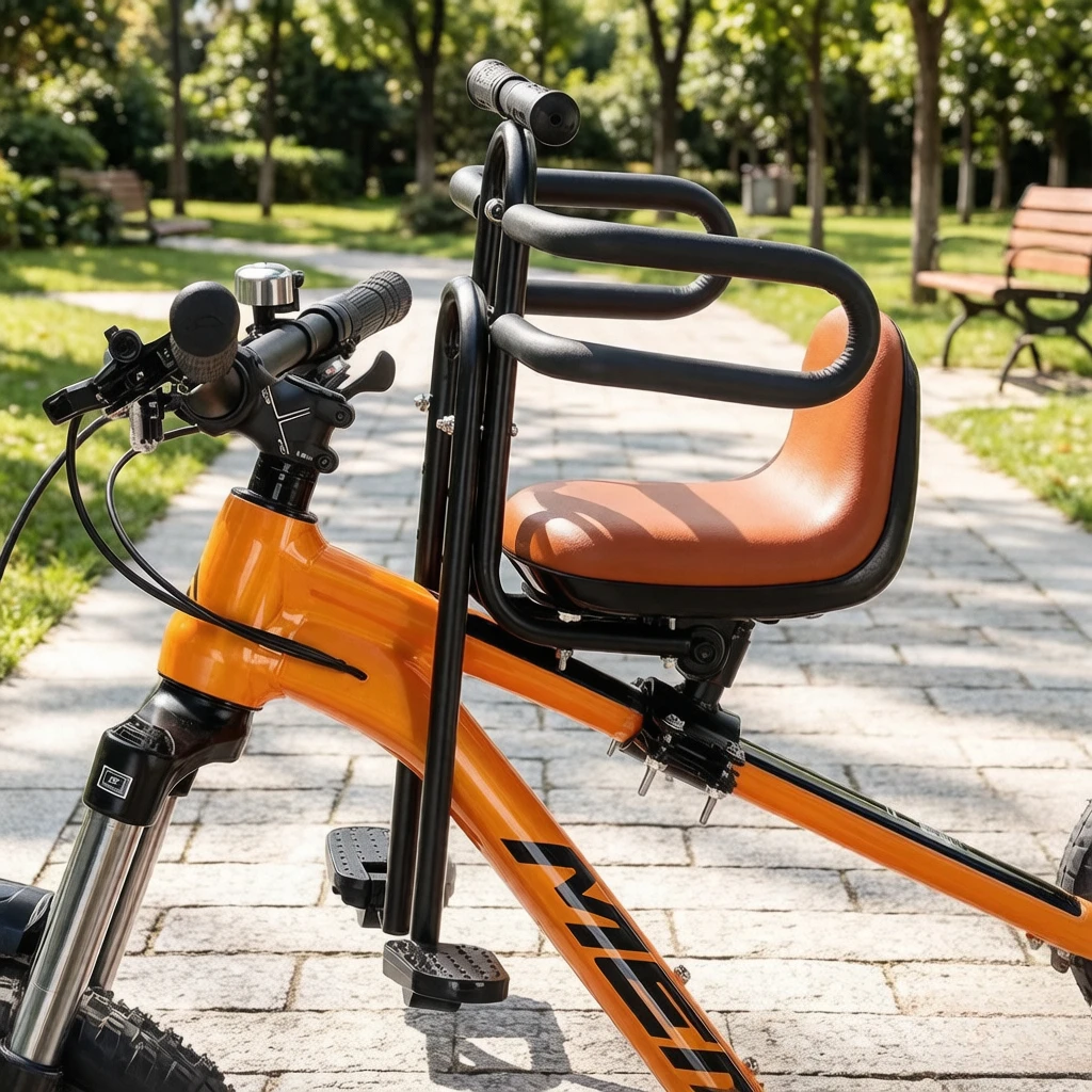 Heavy-Load Front Mount Bicycle Seat for Folding & Mountain Bike, Durable Anti-Shake Cushion, New Design for Rough Trail Riding