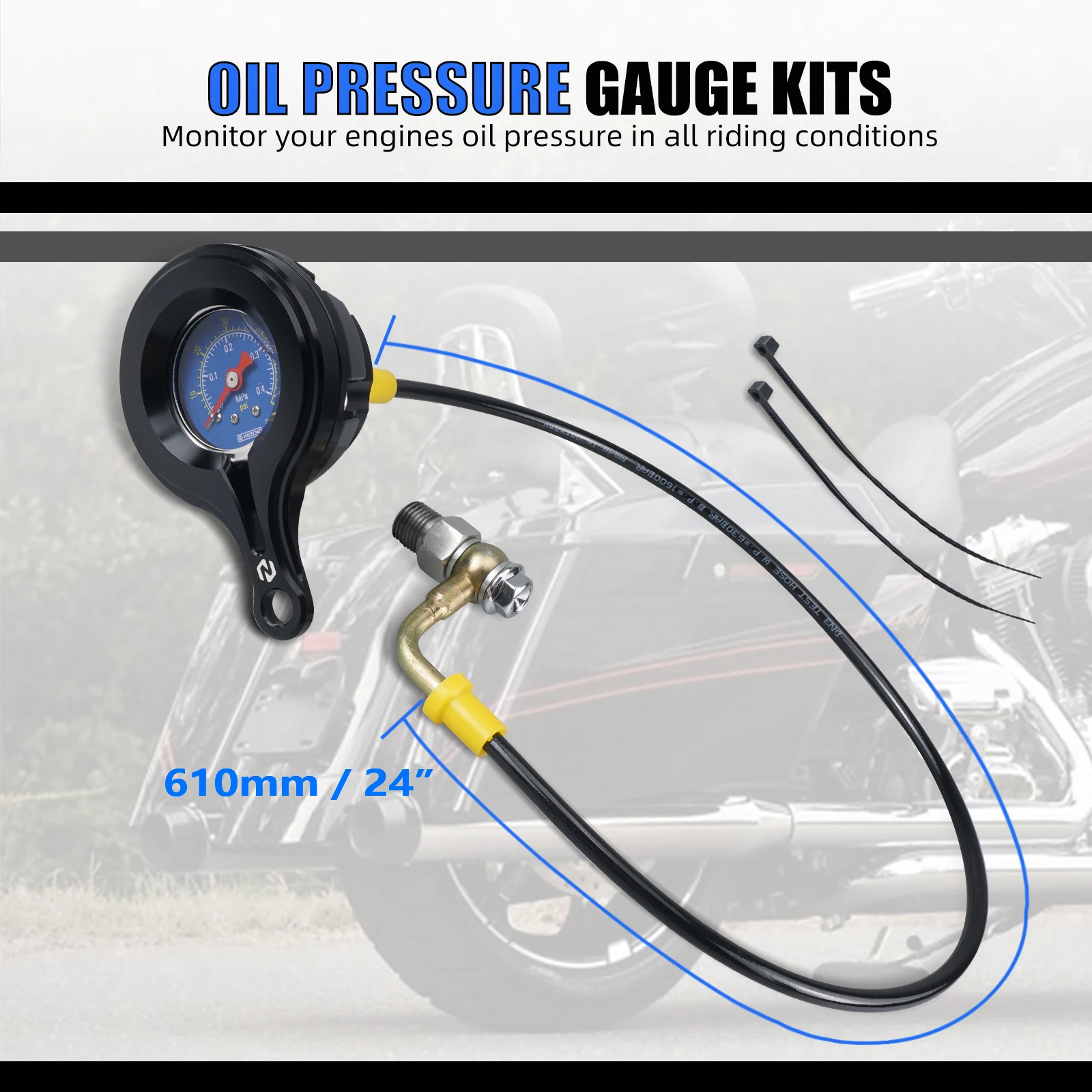 1x Oil Pressure Gauge Kit for Harley Road King Special FLHR FLHRXS Street Glide Special FLHXS FLHX Ultra Limited 2017-2023 2024