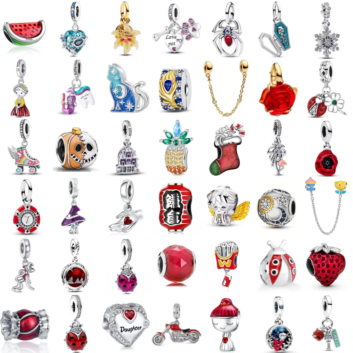 

New Pineapple Wings Skating Paw Charm Fit Original Bracelet Zircon Bead DIY Women Jewelry Gift 925 Silver Making Accessories