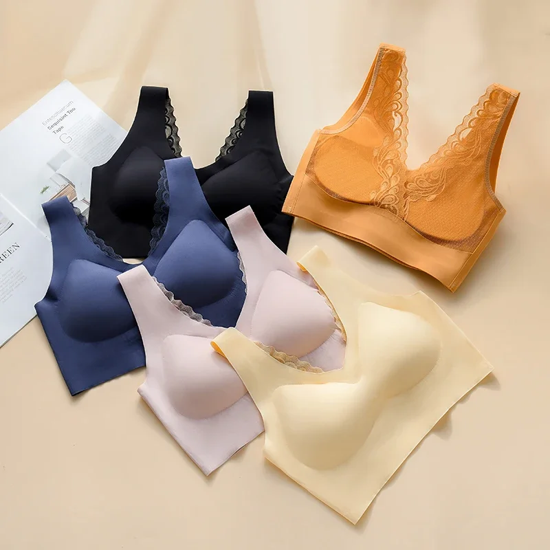 

Bras for Women Sexy Seamless Bra Wireless Brassieres Lace Push Up Bra Invisible Backless Female Underwear with Pad Bralette