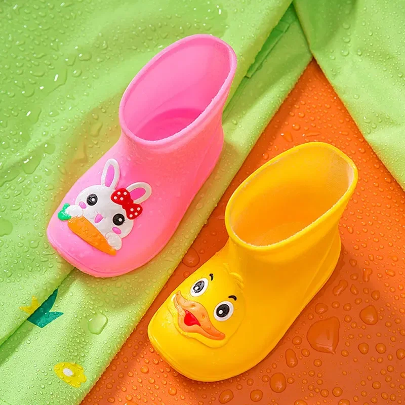 نماذج الرجال والنساء أحذية المطر المقاومة للماء غير القابلة للانزلاق لطيف الكرتون نمط بطة صفراء أحذية المطر للأطفال أحذية الخوض