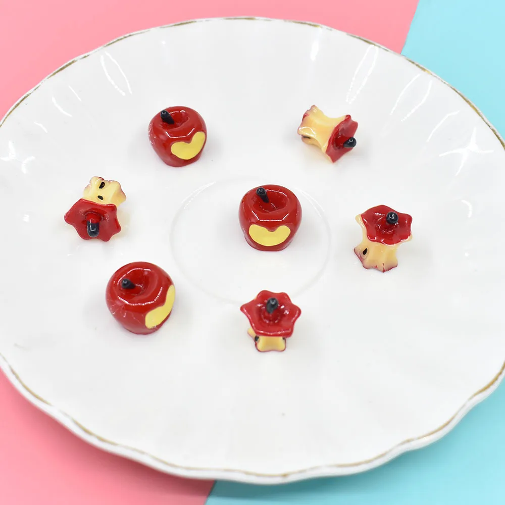 10pcs 3D Apple Mini Figurine Flatback Resin Charms Cabochon Embellishments Scrapbooking Crafts Accessories Mini Dollhouse DIY