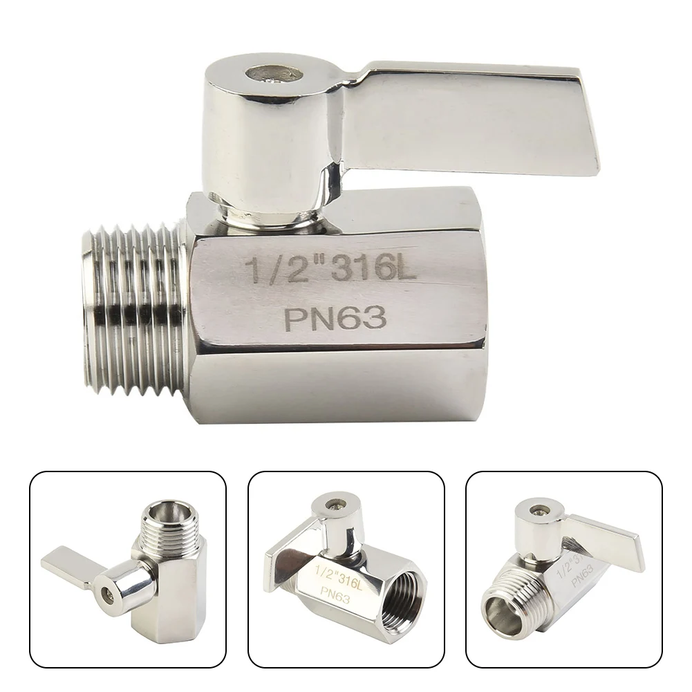 Parts Shut Off Valve 304 Stainless Steel Valve Shower Head 1/4 Turn Shut-Off Accessories G1/2 INCH NPT Practical