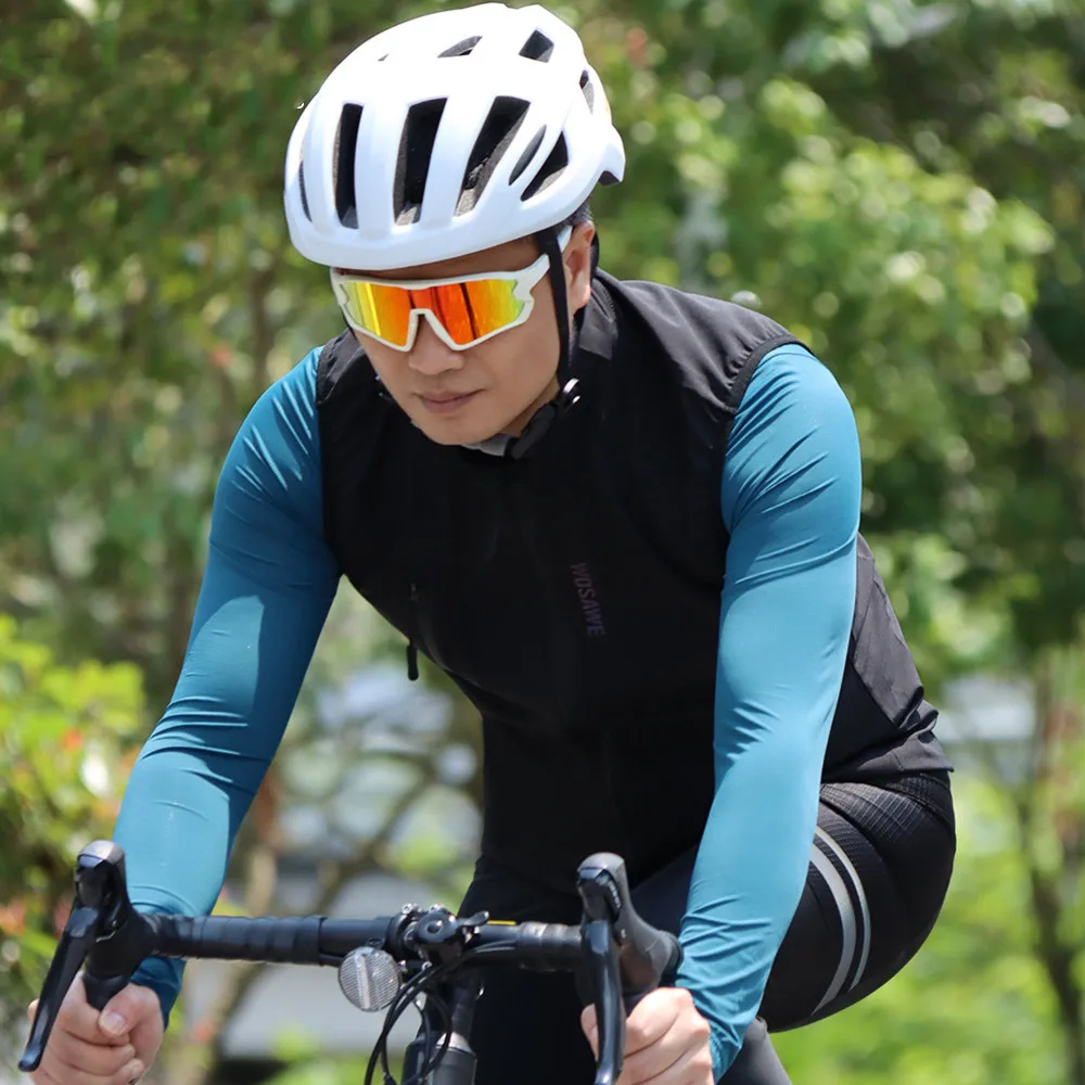 WOSAWE giacca da ciclismo estiva Gilet da ciclismo da uomo a maniche lunghe Gilet senza maniche sottile parabrezza da bicicletta tagliato a vento