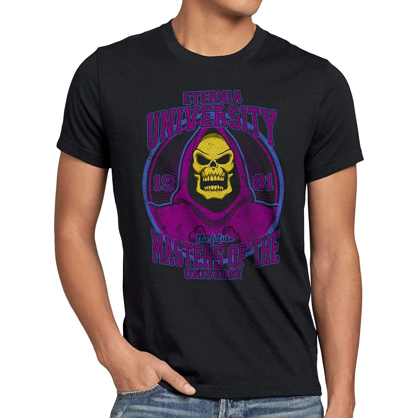 

Funny Skeletor print clothing retro 90s cartoon He-Man and the Masters of the Universe graphic t shirts for men Large size tops