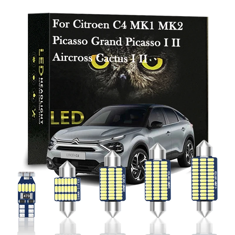 

Canbus LED Interior Light Kit For Citroen C4 MK1 MK2 B7 Picasso Grand Picasso I II Aircross Cactus 2005 2007 2008 2012