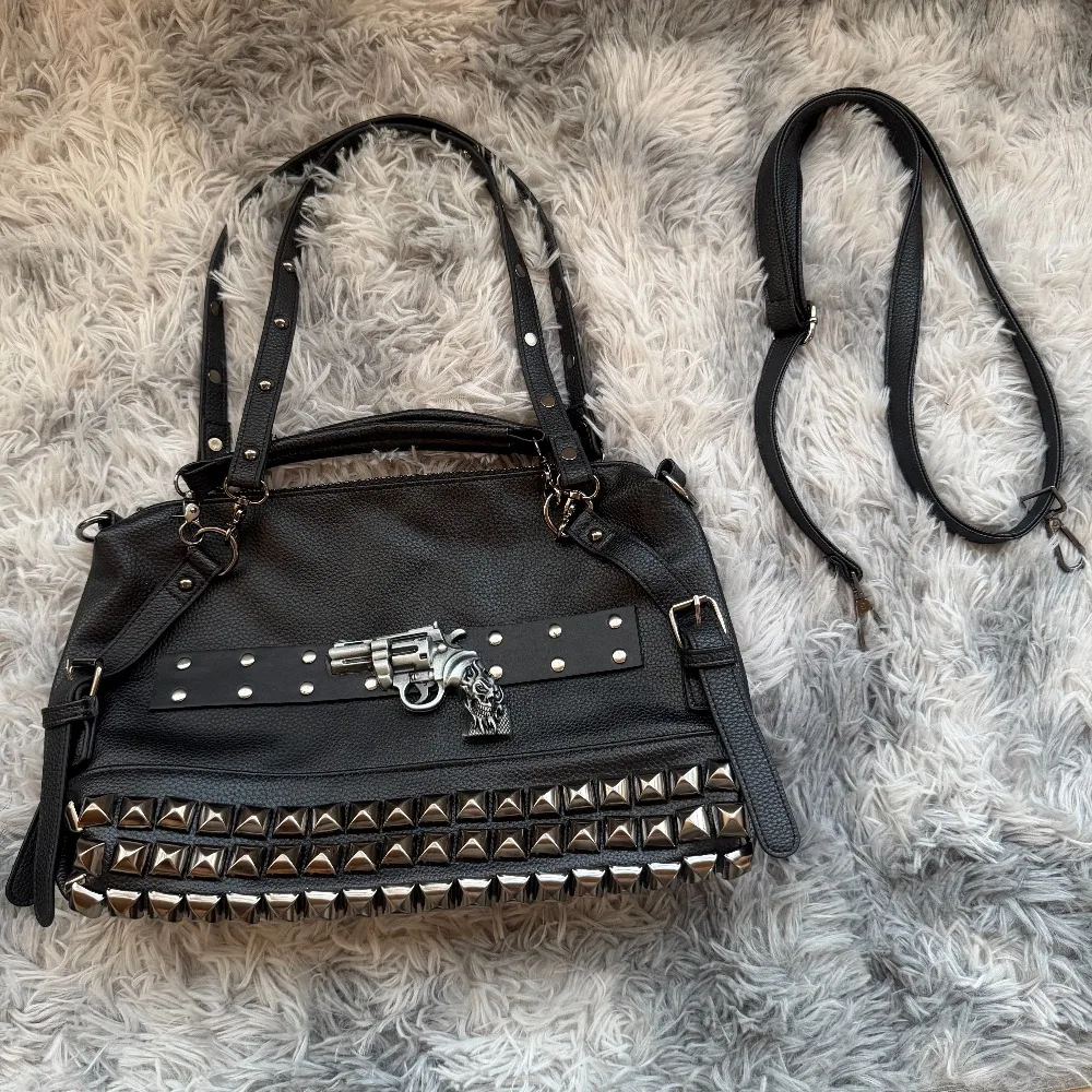 

Vintage Subculture Punk Rivets Women's Bag Original Designed Crossbody Bags Underarm Square Bag