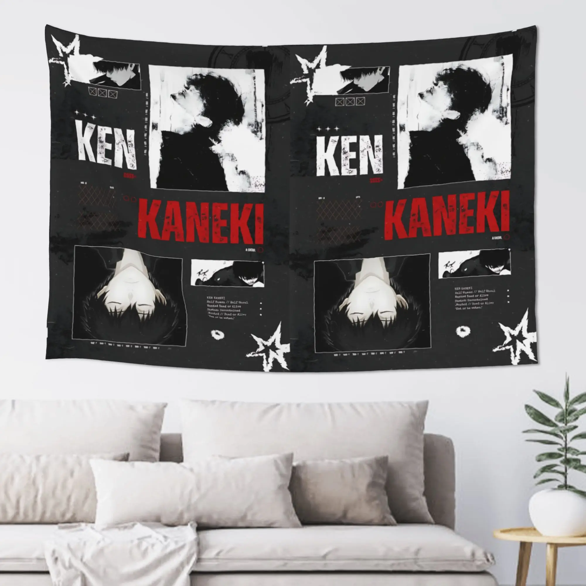 Customized Halloween Tokyo Ghoul Kaneki Cutecore Tapestry  Wall Hanging Blanket Tapestry Home Decor Items Wall Decorations