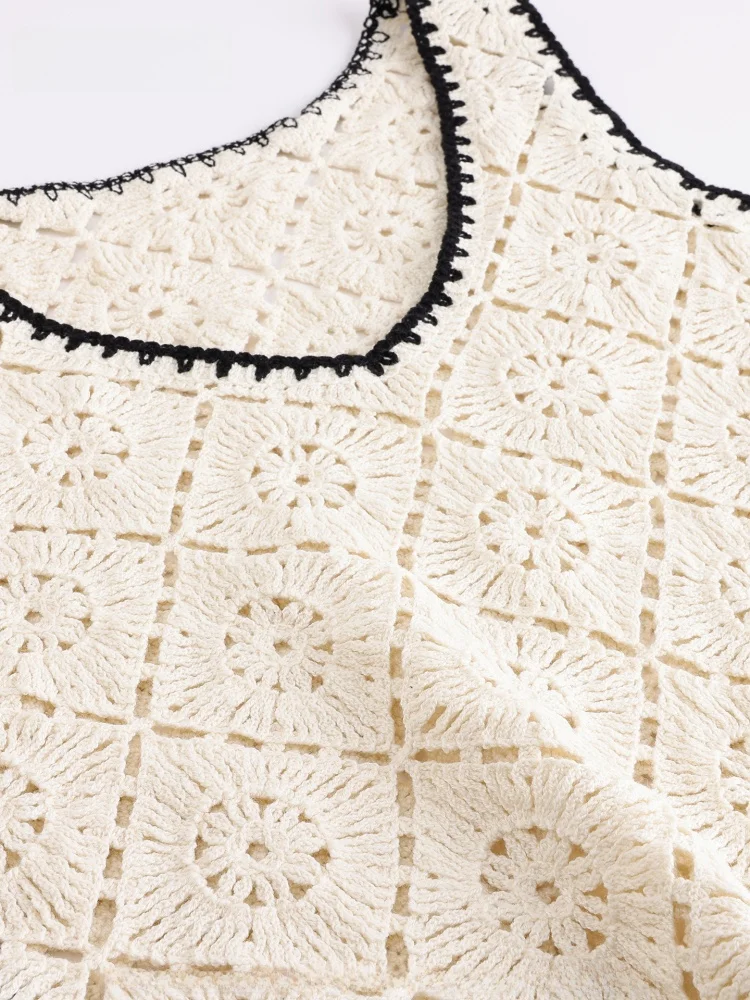 JZZDEMM uitgehold Geborduurd Gebreid Vest vrouwen Svel Overhead irt Dunne Zomer Nieuwe Sle 2025 ort Lengte