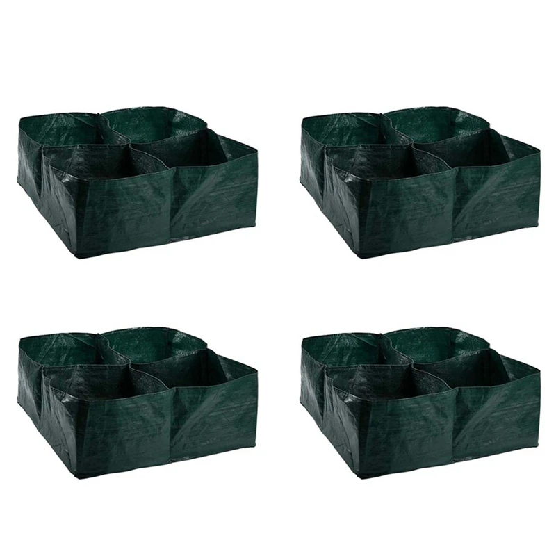 

4X Raised Garden Planter Fabric Bed, 4 Divided Grids Durable Square Planting Grow Pot For Planting Vegetables, Flowers