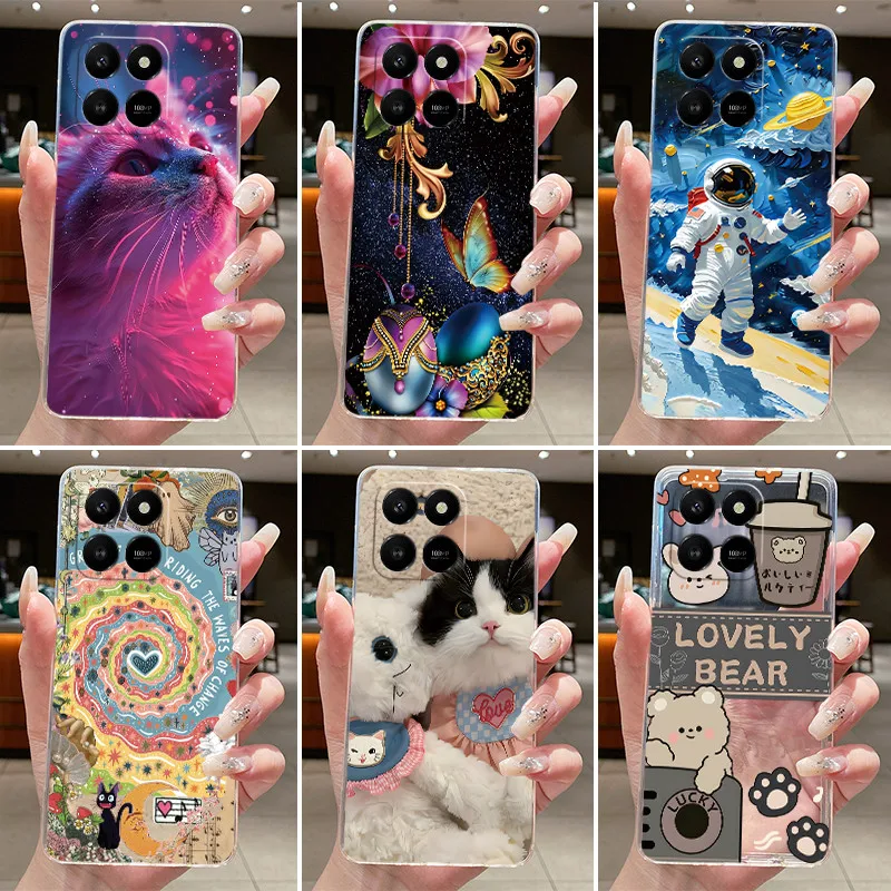 For Honor 400 Smart X7d Case Aesthetic Luxury Cute Soft Silicone TPU Back Cover for Honor 400Smart 4G 5G Transparent Phone Case