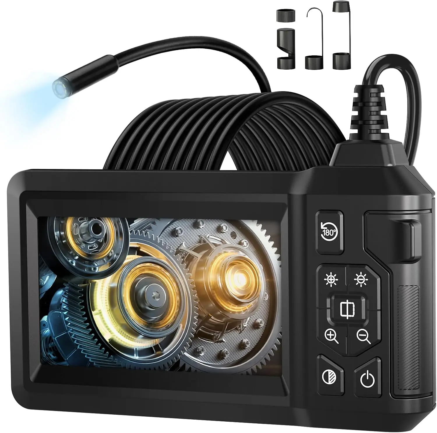 

Auto repair Endoscope Camera with 4.3" IPS Screen, 1920P HD Camera, 16.4FT Semi-Rigid Cord Bore Scope, IP67 Waterproof Endoscope