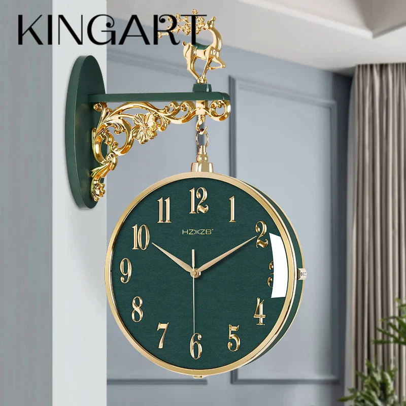 

Большие роскошные настенные часы, ретро украшение для дома, современный дизайн, лаундж, искусство, часы с двойным циферблатом