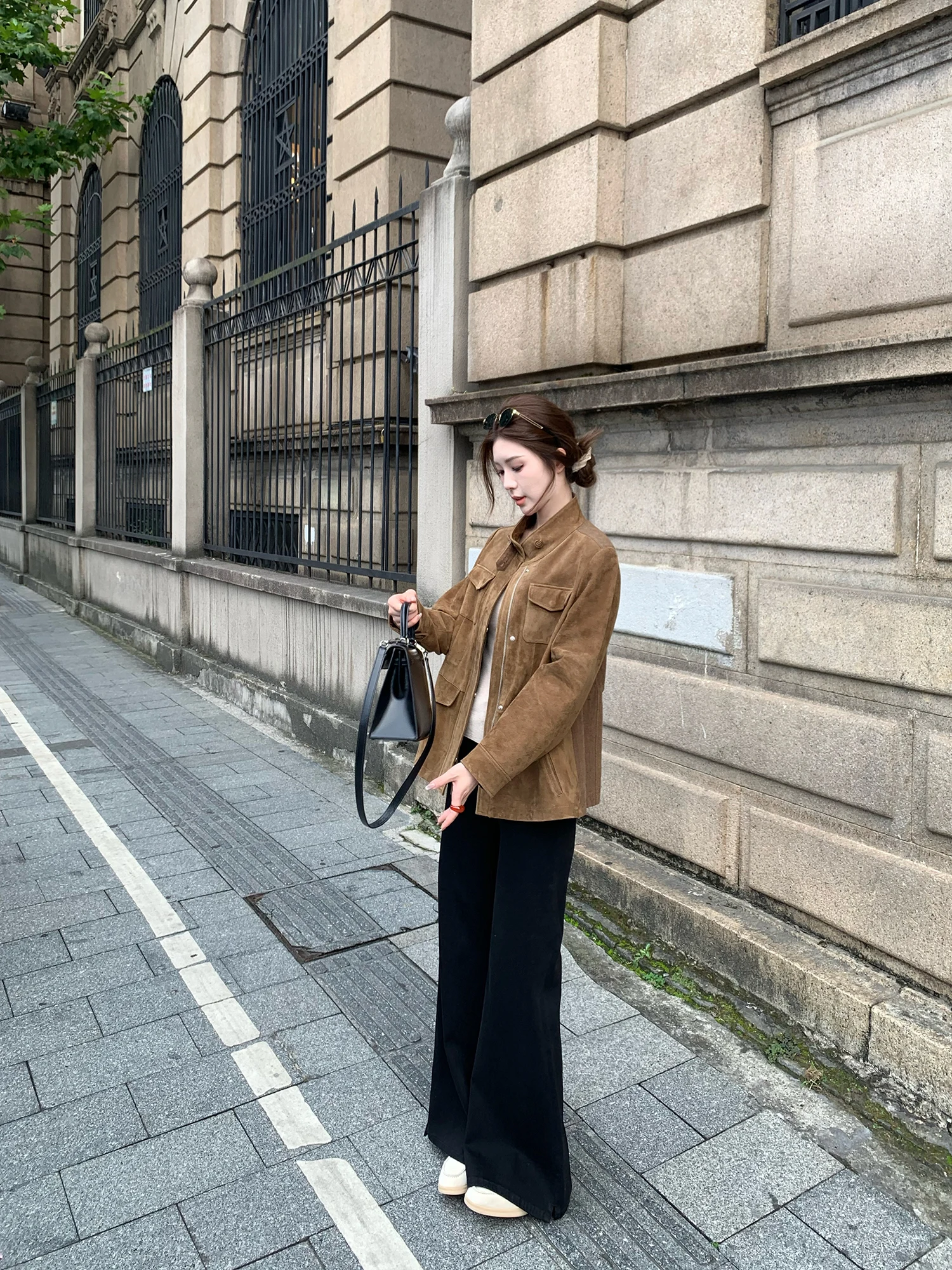 

Bla High Waist Wide Leg Fce Lined Winter Jeans Micro Flared Pants Cotton Straight Cut mid Stretch Women's Autumn Jeans