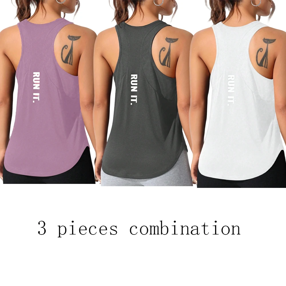 Mehrteiliger Anzug, Damen-Tanktop, Atmungsaktiv, Mehrfarbige Kombination, Mesh-Nähte, Yoga, Laufen, Radfahren