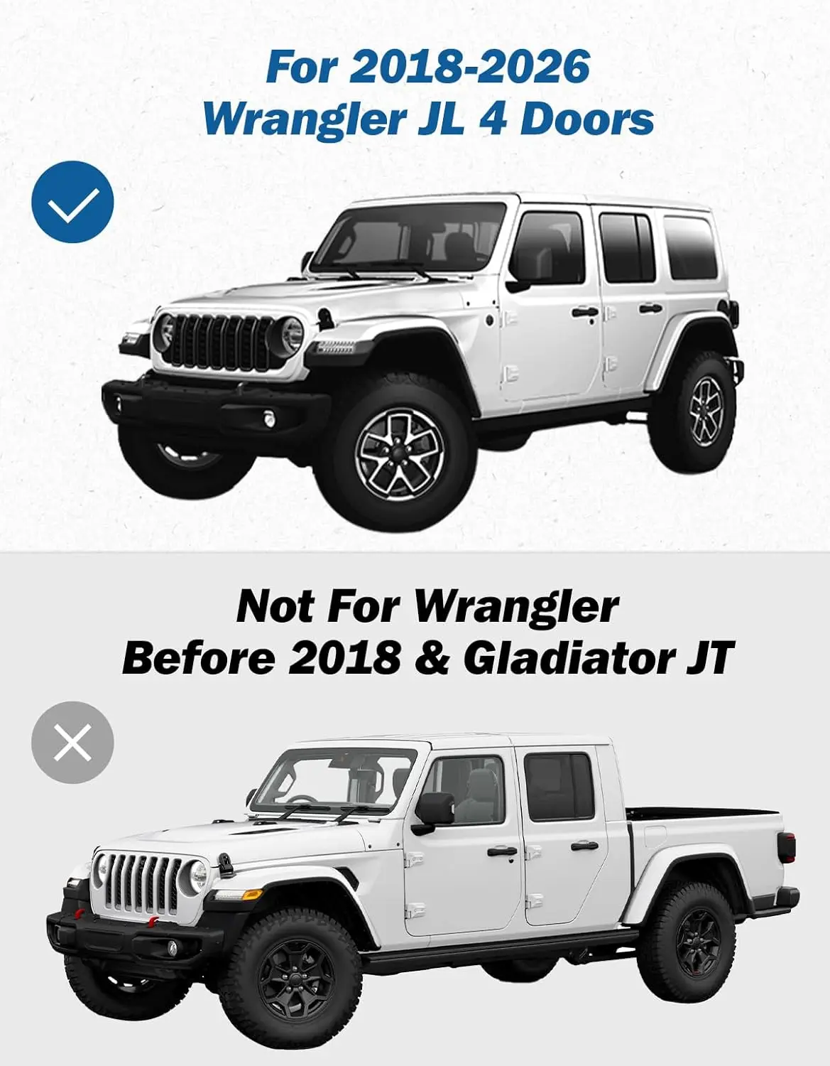Running Boards for Wrangler JL 4 - Door 2018 - 2026, Steel, Anti - Slip, 500LB Capacity, OEM Fit