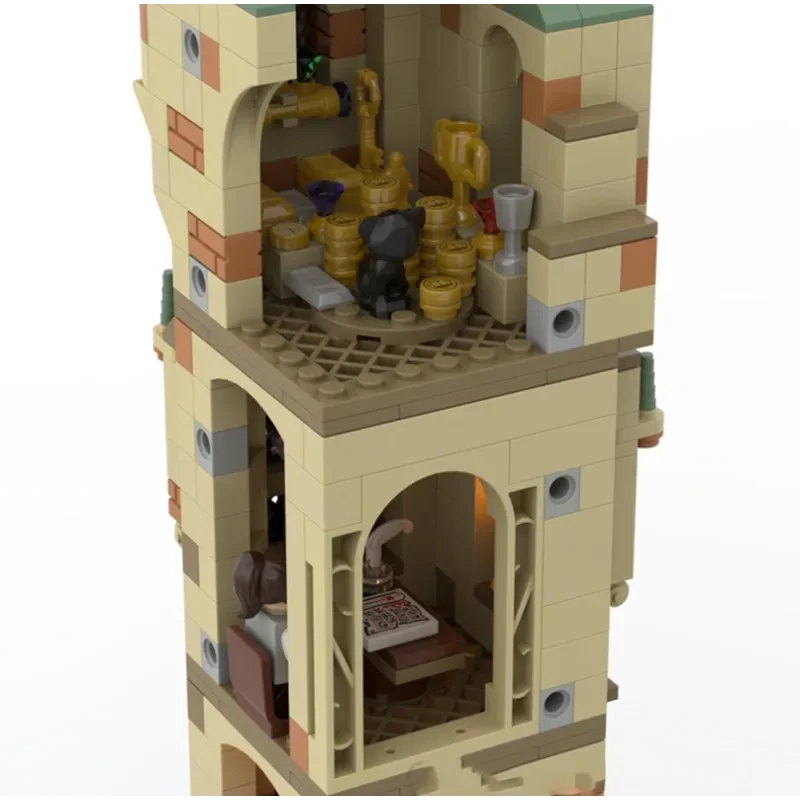 664pcs Magic Medieval Castle Building Blocks Sets HP Modular - The Quad: One-Eyed Witch Tower Technical Bricks Toys Kids Gifts