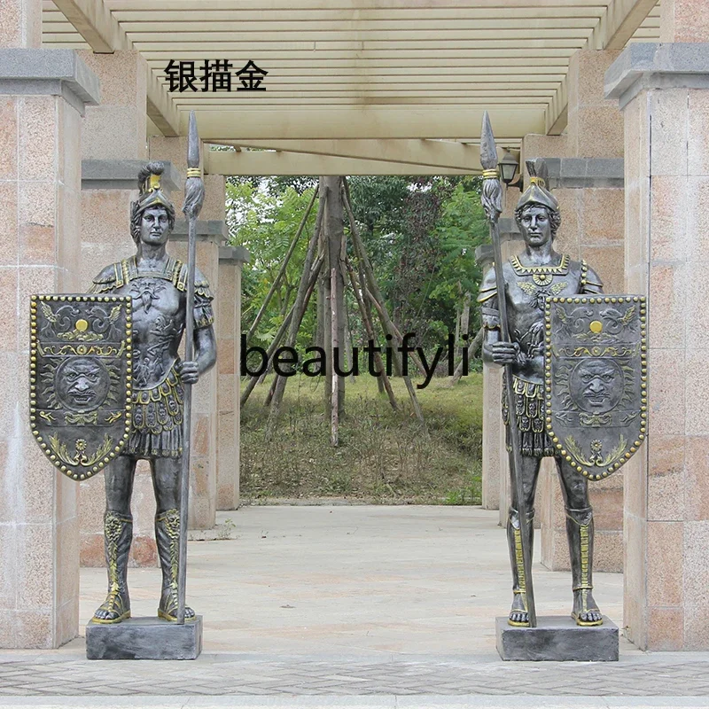 Large European Medieval Samurai Roman Figure Sculpture Ornament Armor