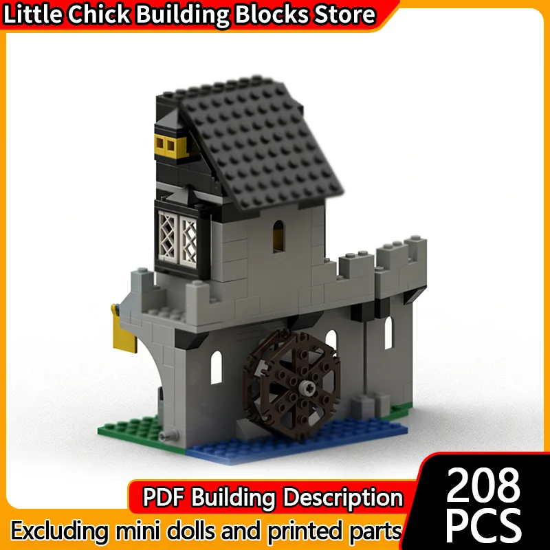 

Средневековый замок, модель MOC, строительные кирпичи, замок, мельница, модульная технология, детские праздничные подарки, сборные игрушки, костюм