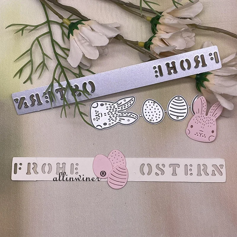 Frohe ostern letter rabbit Metal Cutting Dies Stencils For DIY Scrapbooking Decorative Embossing Handcraft Die Cutting Template