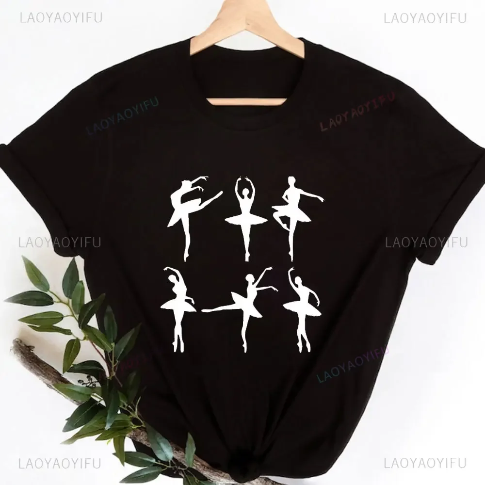 2024 Ballet Dancer Printed High Quality T-Shirt Women Shirt Aesthetic Graphic Tops Ladies Tee Casual Woman Clothes Fashion Tees