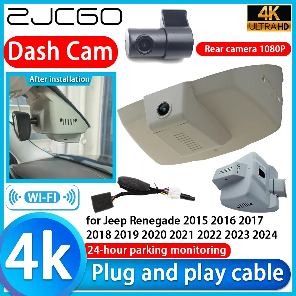 

ZJCGO Video Recorder 4K UHD Plug and Play DVR Dash Cam for Jeep Renegade 2015 2016 2017 2018 2019 2020 2021 2022 2023 2024