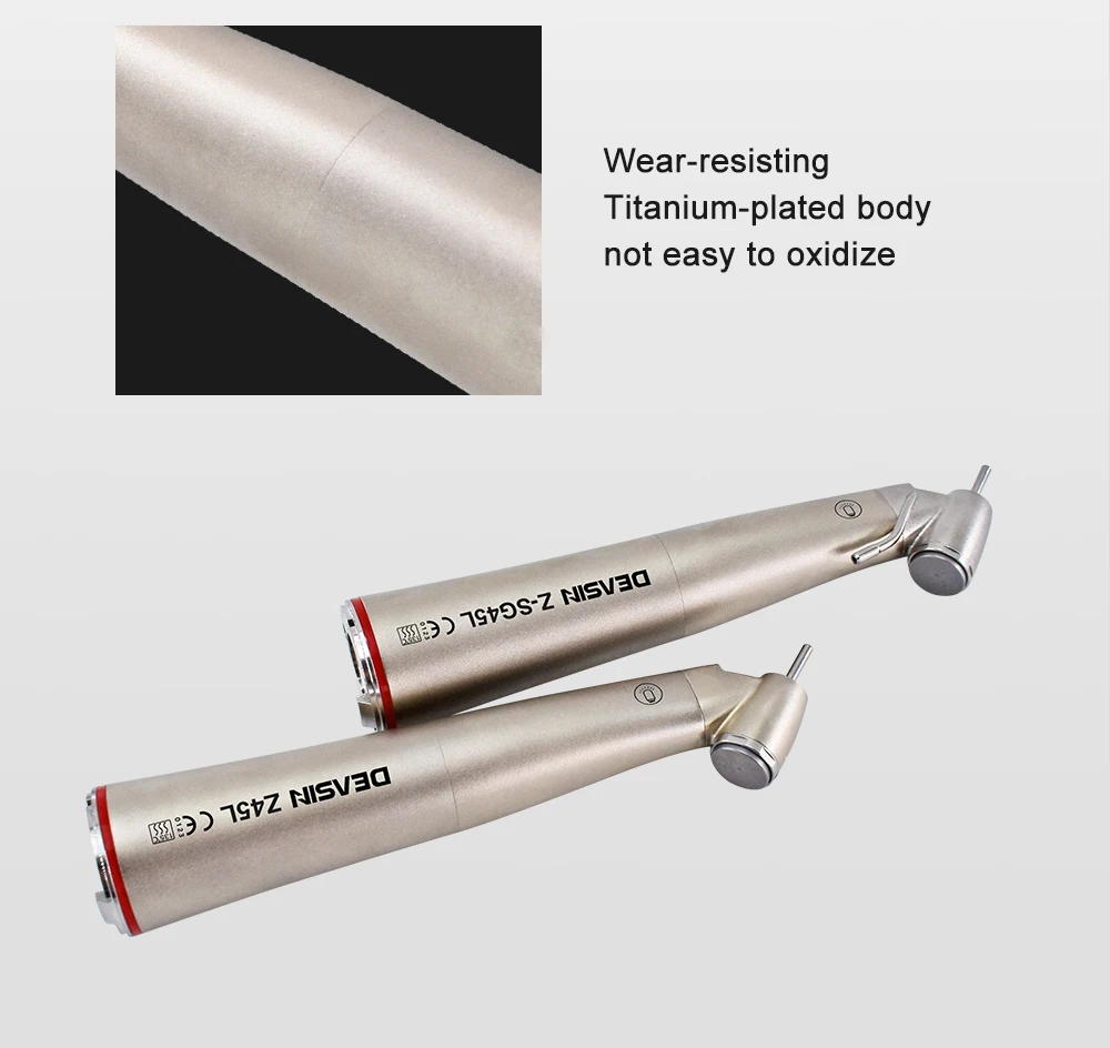 1:4,2 Vergrößernder roter Dental-Niedriggeschwindigkeits-Winkelstückadapter Z45L für elektrische Mikromotor-Dentalhandstücke, 45 Grad mit LED-Glasfaser – Detail 10