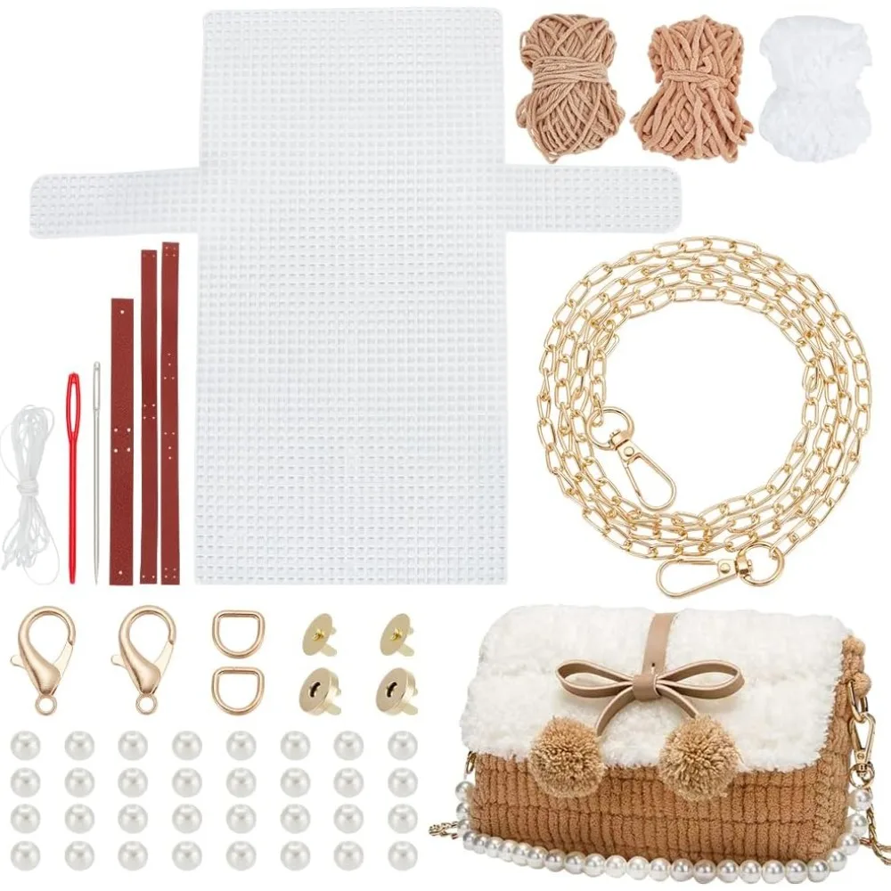 DIY breien gehaakte handtassen kit, mesh plastic canvas kit voor schoudertassen DIY breien gehaakte crossbag materialen