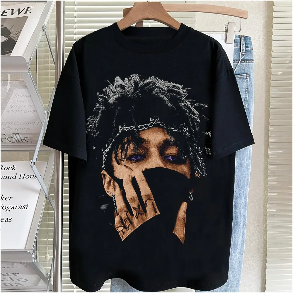 

2025 Rapper Scarlxrd Cotton Printed Short Sleeve for Men and Women in The Same High-quality Luxury Edition Comfort