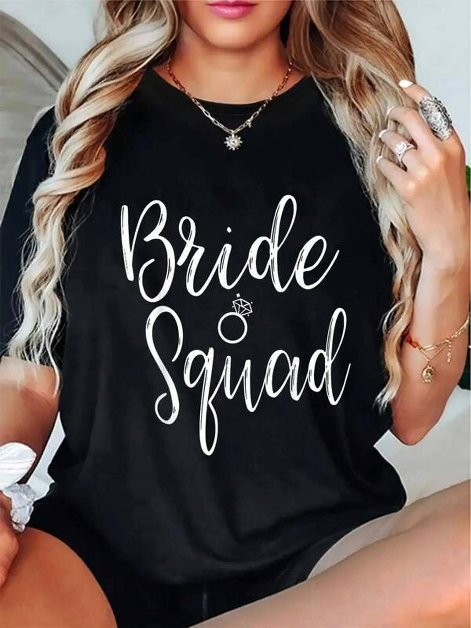 Plus size 100% noiva festa de despedida de solteira dama de honra chá de panela camiseta 0XL-4XL