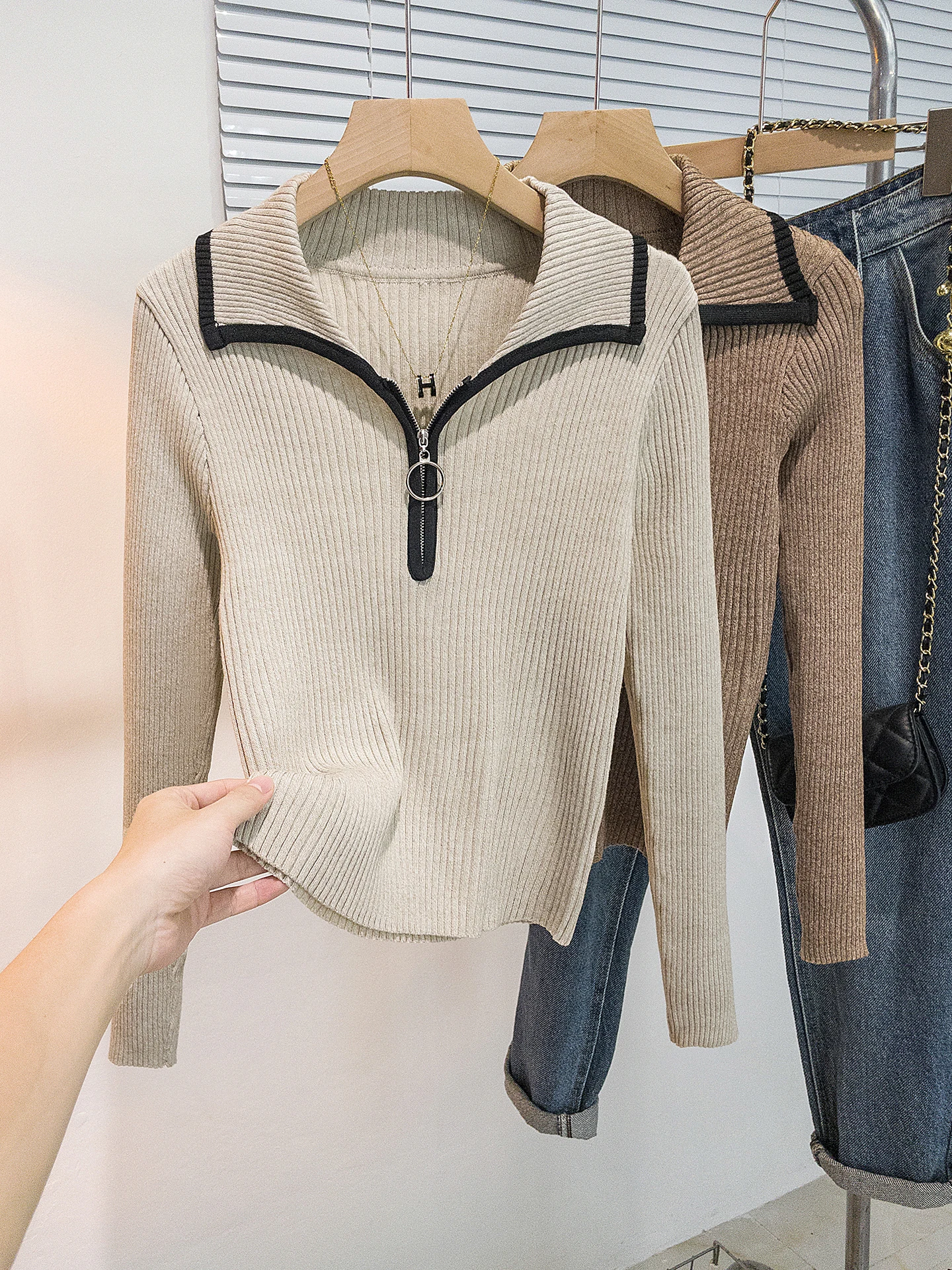 

Шикарный вязаный длинный свитер с воротником-стойкой, облегающий свитер Turtlene абрикосового цвета, универсальный женский топ Sli на осень-зиму