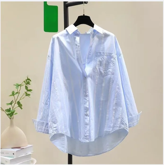 

Striped Casual Loose Shirts For Women 2025 Vintage Office Women's Oversized Shirts And Blouses Fashion Elegant Youth Female Tops