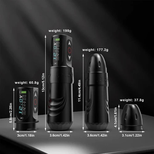 Imagen 2 del producto Máquina de tatuaje inalámbrica profesional MAX Pro, pluma de tatuaje con Motor Sin Núcleo de 4,0 MM y 1800mAh para artistas tatuadores con dos baterías