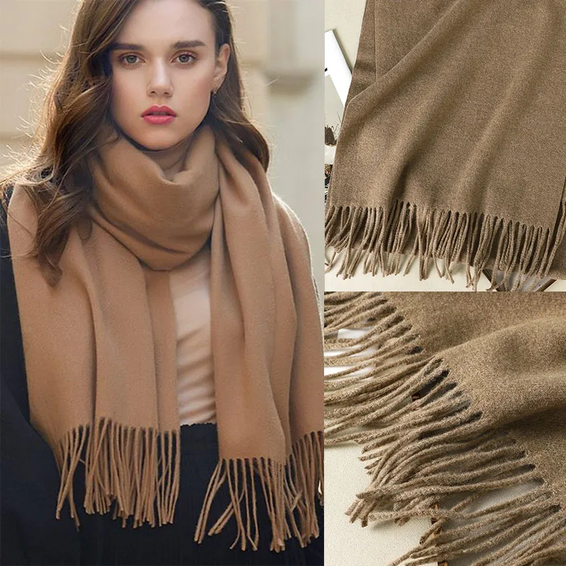 2023 New Winter Cashmere Solid Color Pashmina Tassel Scarf Cold Weather Scarves Wraps Women Girls Her Thicken Warm Shawl Wrap