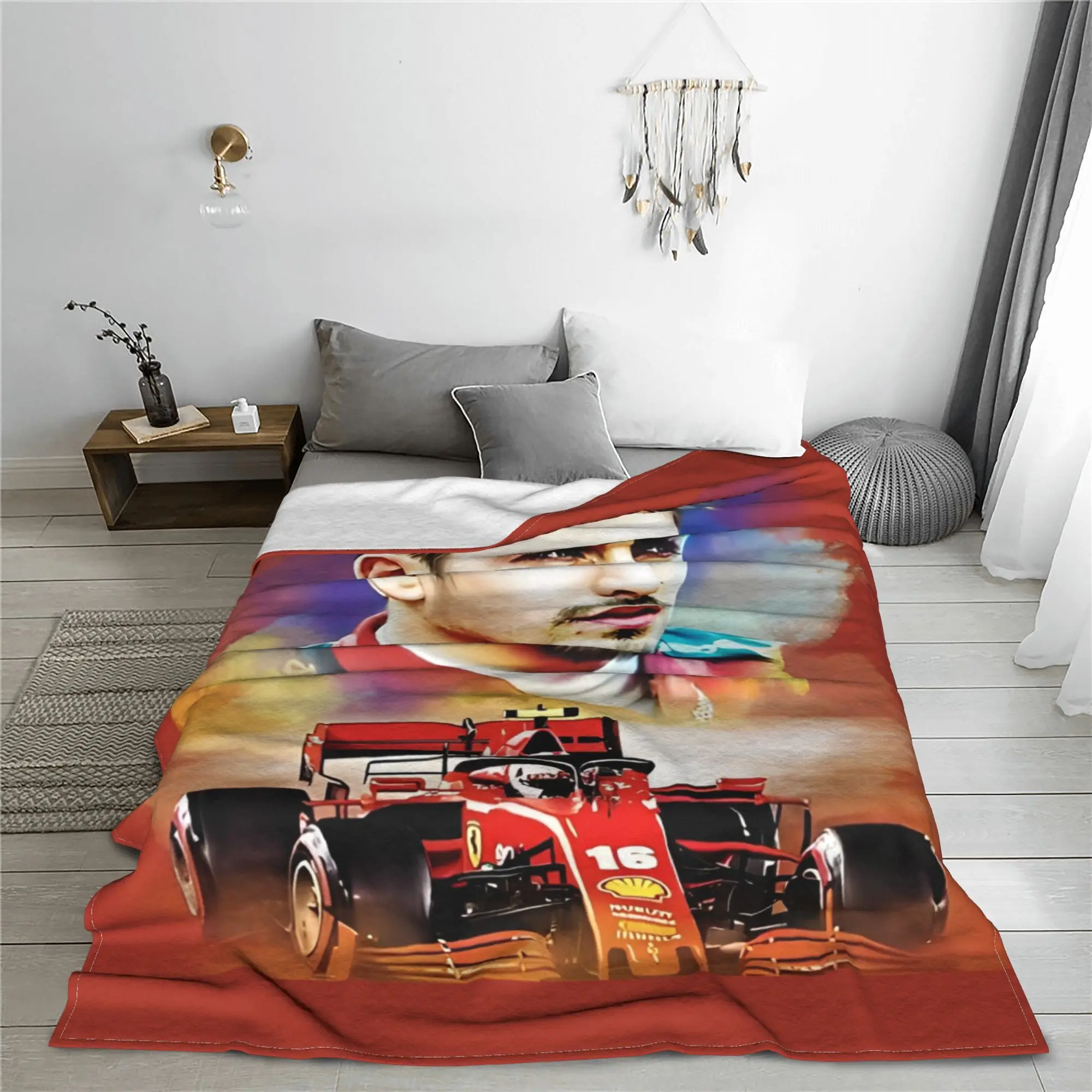 Charles Leclerc Motorsport Blankets Coral Fleece Plush All Season  Super Warm Throw Blanket for Bedding Office Bedspreads